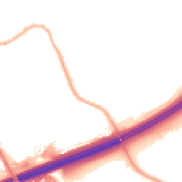Night-time road noise heatmap for OL16 4PU