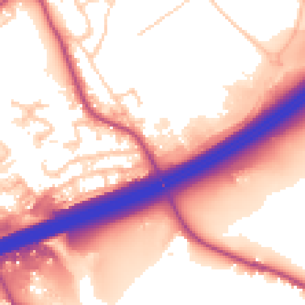 Daytime road noise heatmap for OL16 4PY