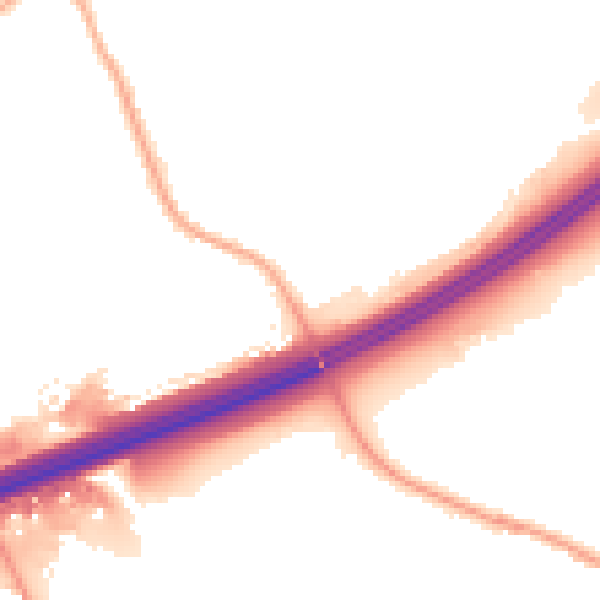 Night-time road noise heatmap for OL16 4PY