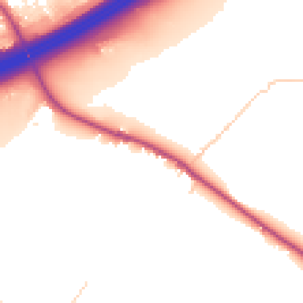 Daytime road noise heatmap for OL16 4QQ