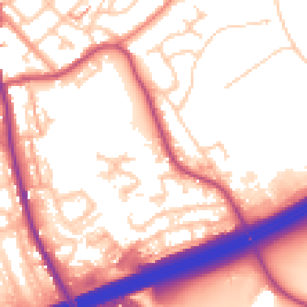 Daytime road noise heatmap for OL16 4QR
