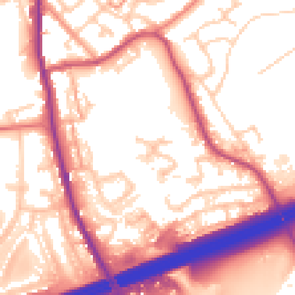 Daytime road noise heatmap for OL16 4QU