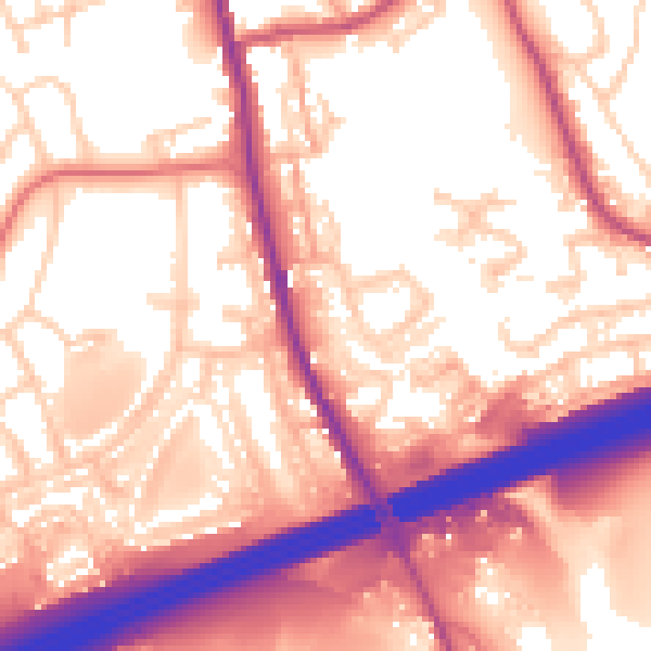 Daytime road noise heatmap for OL16 4RQ