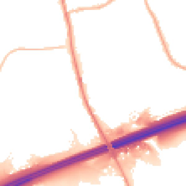 Night-time road noise heatmap for OL16 4RQ