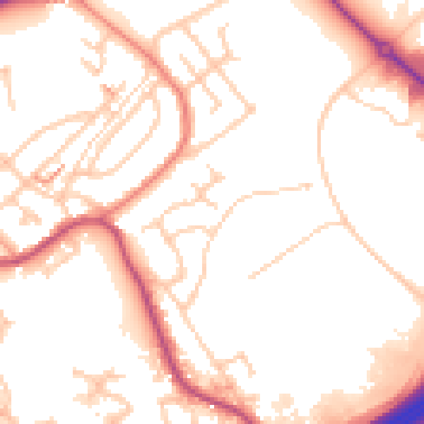 Daytime road noise heatmap for OL16 4RR