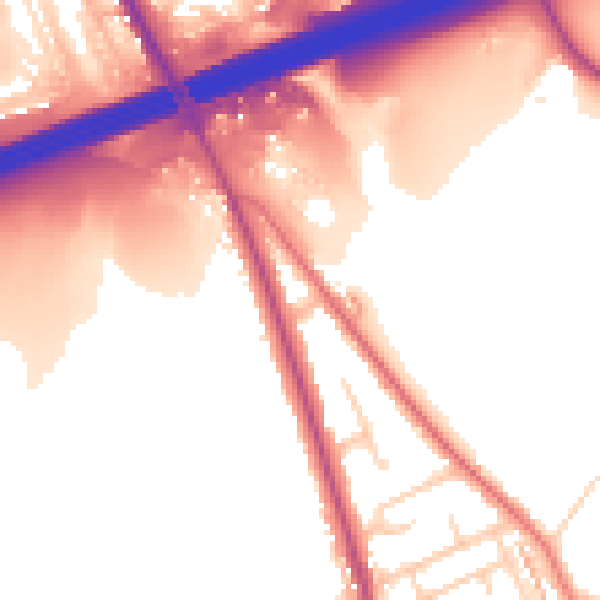 Daytime road noise heatmap for OL16 4RZ