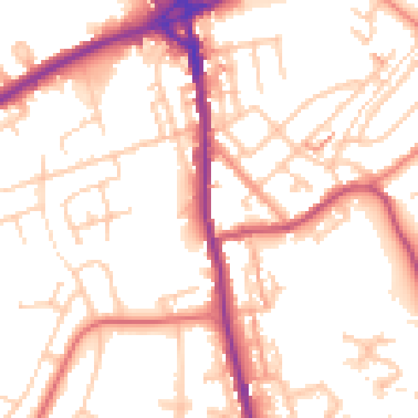 Daytime road noise heatmap for OL16 4SU
