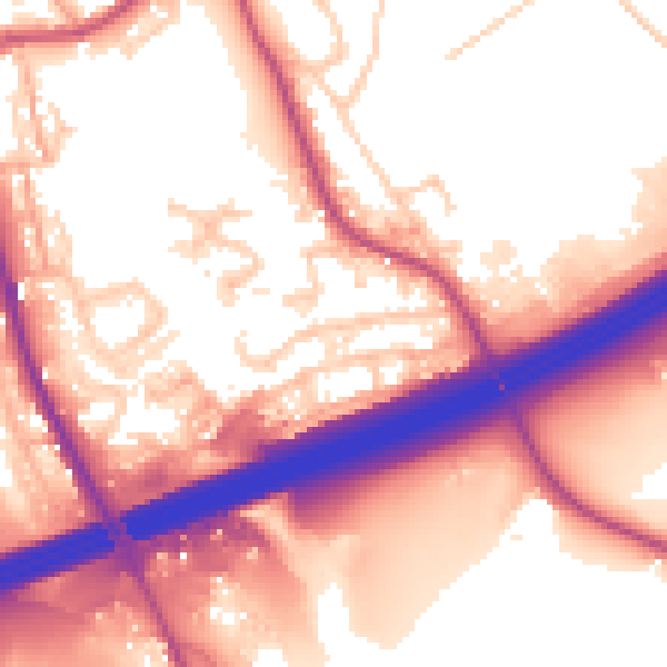 Daytime road noise heatmap for OL16 4SW