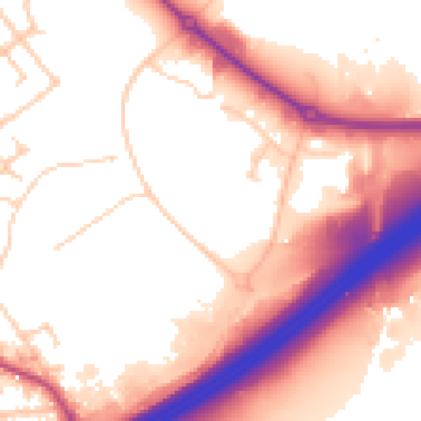 Daytime road noise heatmap for OL16 4SY