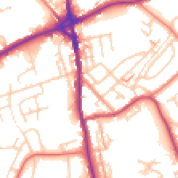 Daytime road noise heatmap for OL16 4TJ
