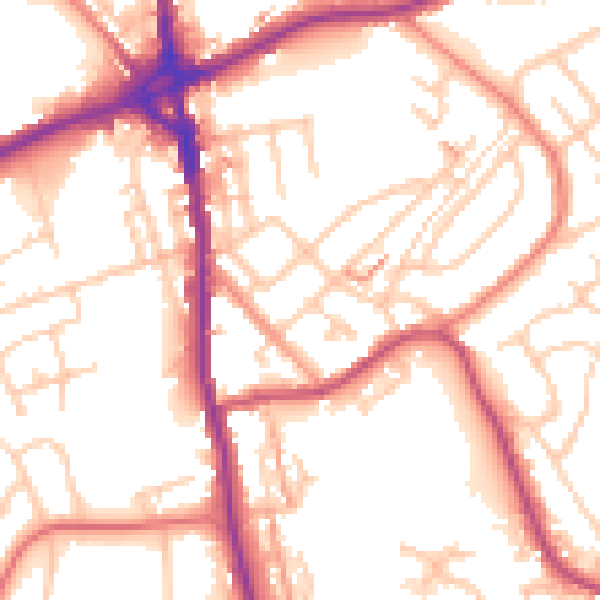 Daytime road noise heatmap for OL16 4TP
