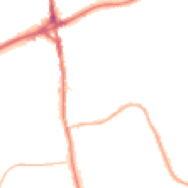 Night-time road noise heatmap for OL16 4TP