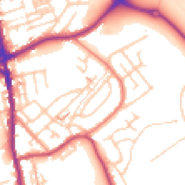 Daytime road noise heatmap for OL16 4TT