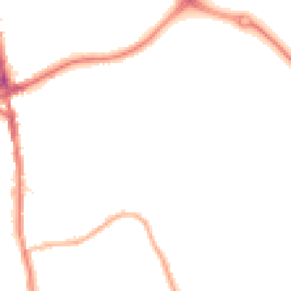 Night-time road noise heatmap for OL16 4TT