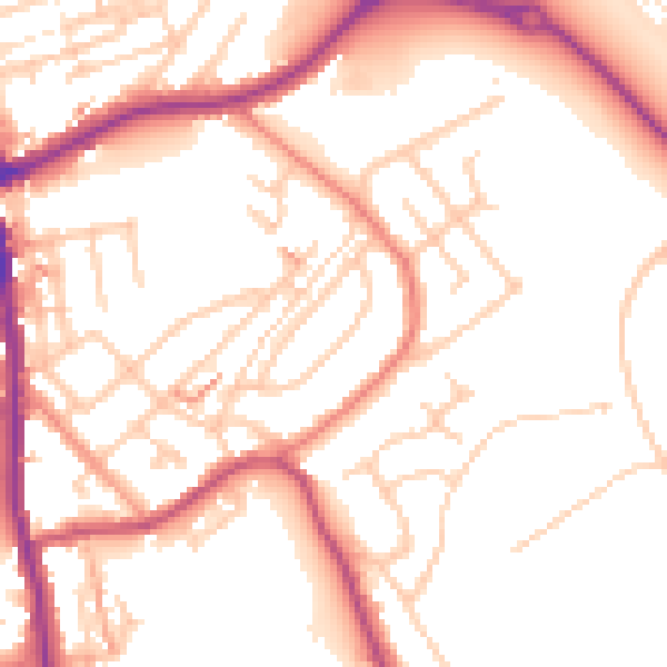 Daytime road noise heatmap for OL16 4TU