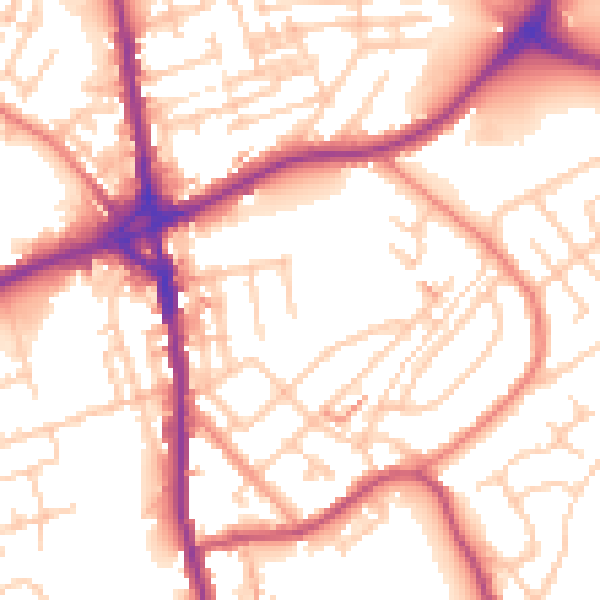 Daytime road noise heatmap for OL16 4UF