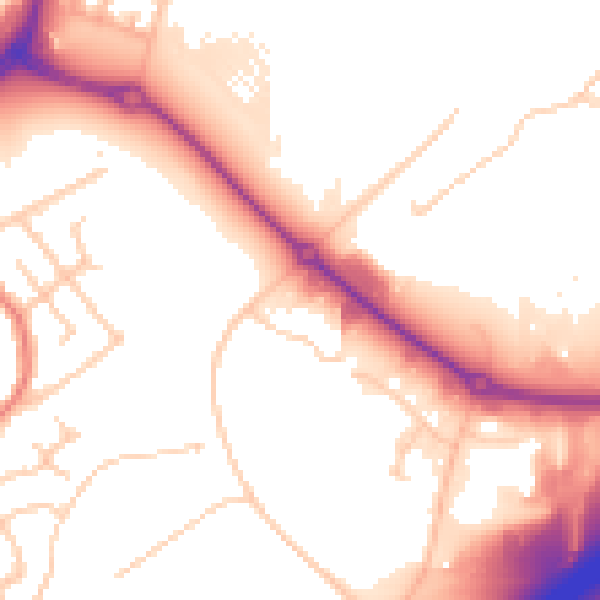 Daytime road noise heatmap for OL16 4UG