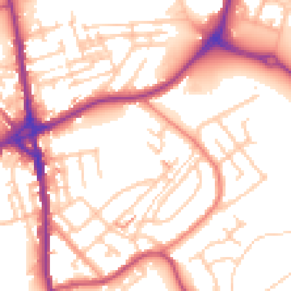 Daytime road noise heatmap for OL16 4XU