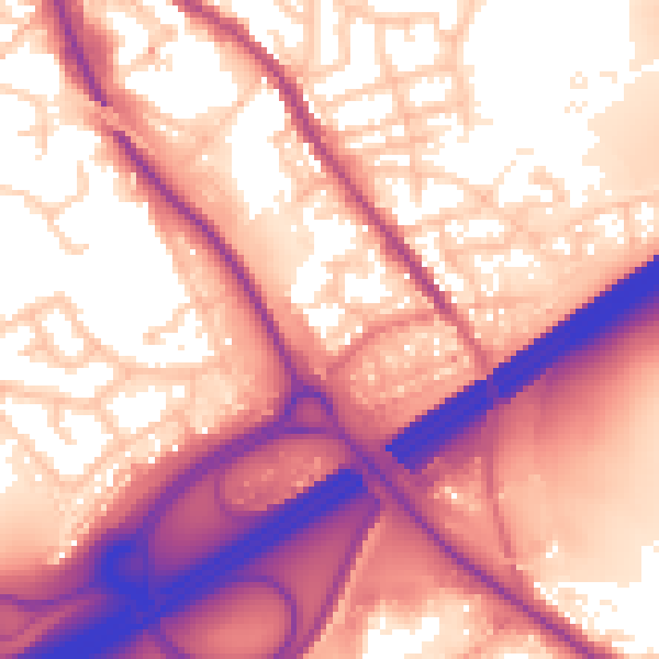 Daytime road noise heatmap for OL16 4YD