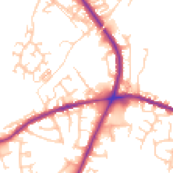 Daytime road noise heatmap for OL16 5AJ