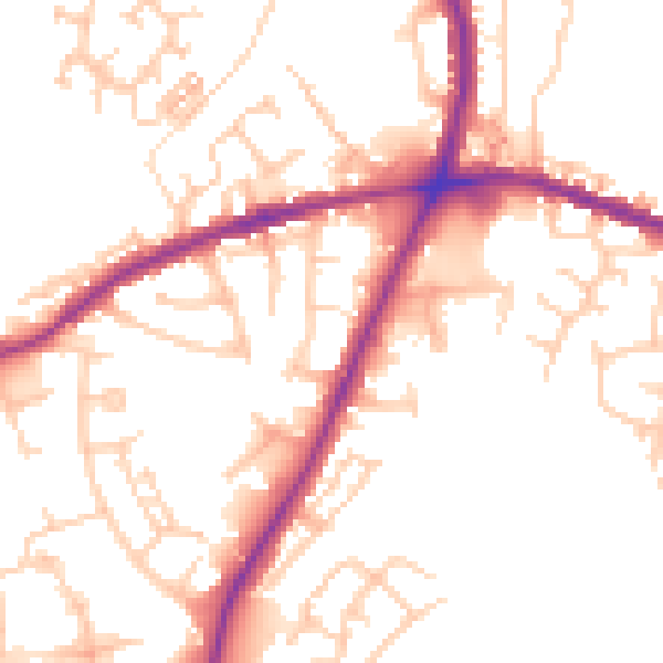 Daytime road noise heatmap for OL16 5AQ