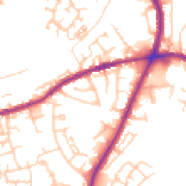 Daytime road noise heatmap for OL16 5BE