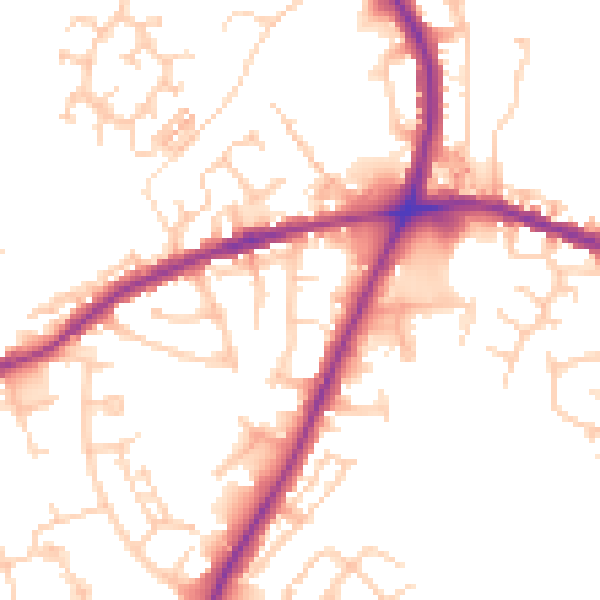 Daytime road noise heatmap for OL16 5BL