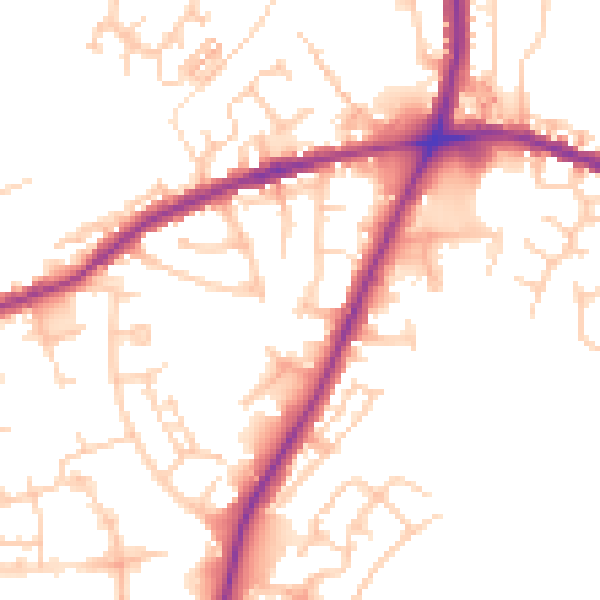 Daytime road noise heatmap for OL16 5BN