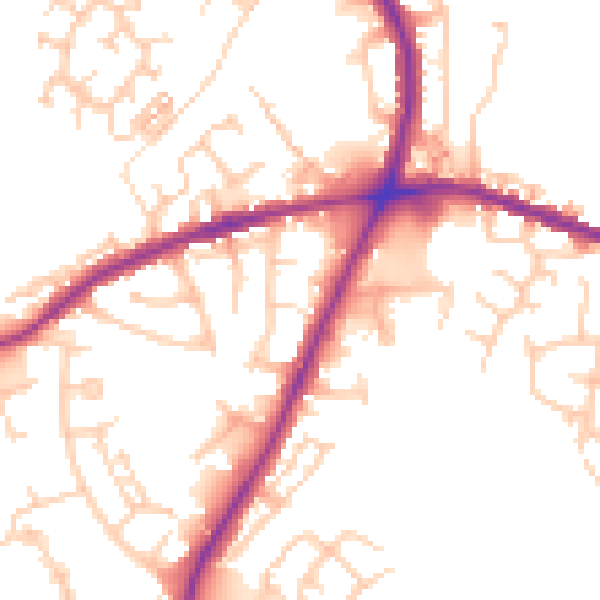 Daytime road noise heatmap for OL16 5BP