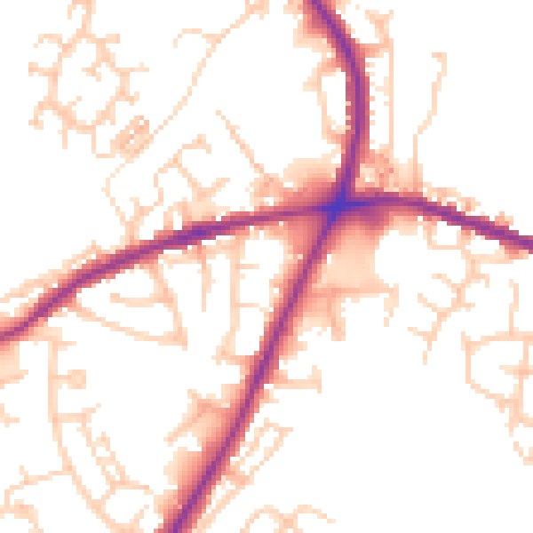Daytime road noise heatmap for OL16 5BS