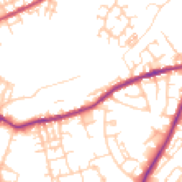 Daytime road noise heatmap for OL16 5BZ