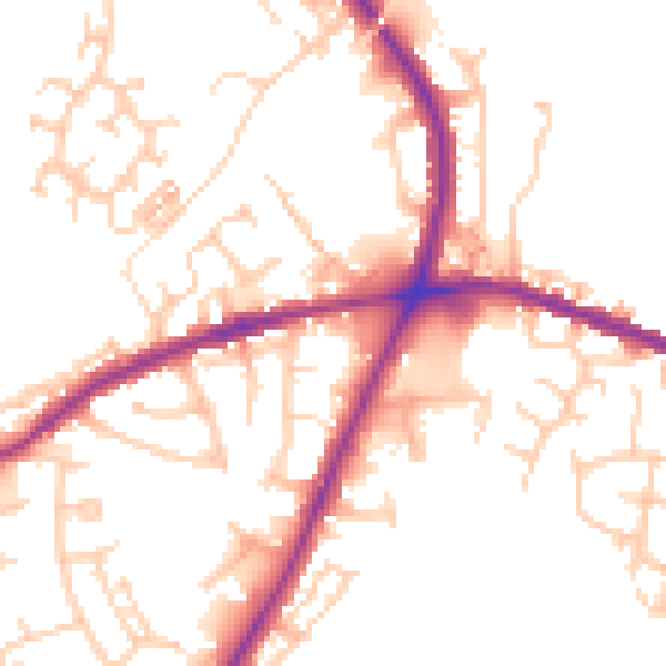 Daytime road noise heatmap for OL16 5DP