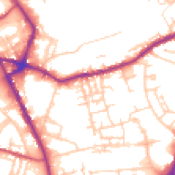 Daytime road noise heatmap for OL16 5DT