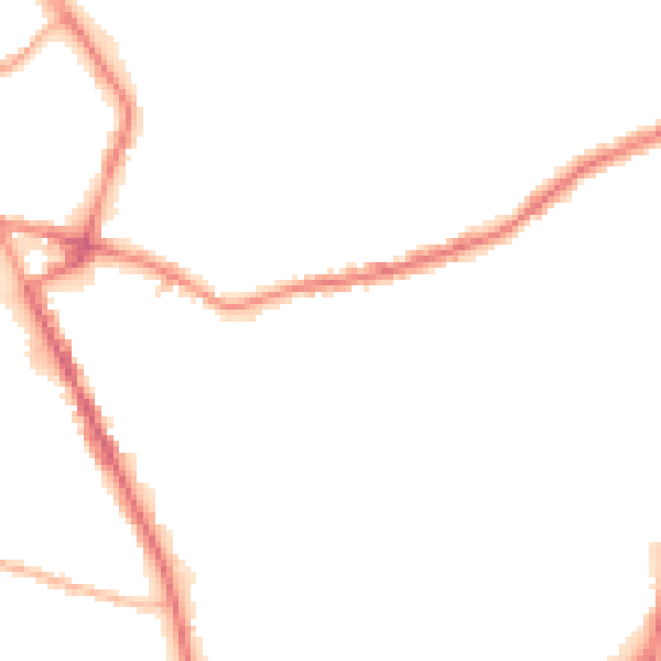 Night-time road noise heatmap for OL16 5DT