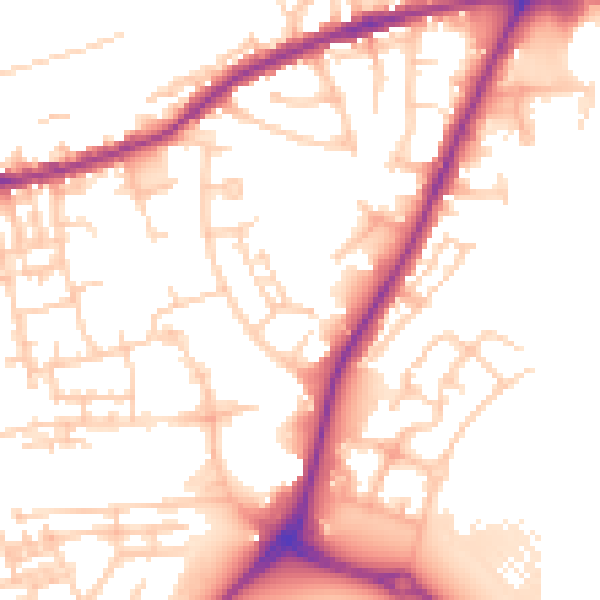 Daytime road noise heatmap for OL16 5HJ