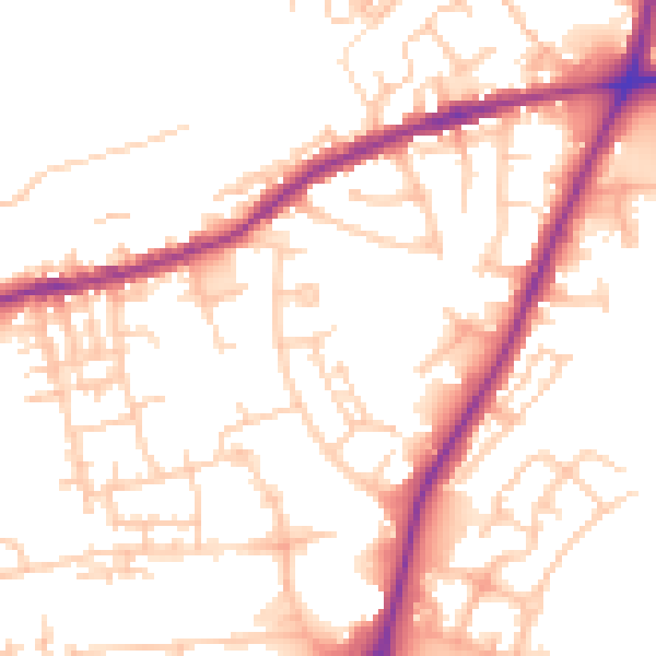 Daytime road noise heatmap for OL16 5HL