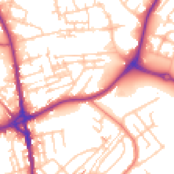Daytime road noise heatmap for OL16 5HP