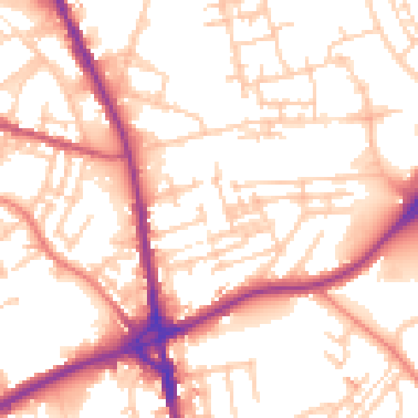 Daytime road noise heatmap for OL16 5JP