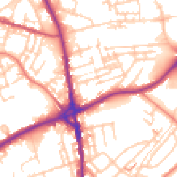 Daytime road noise heatmap for OL16 5LG
