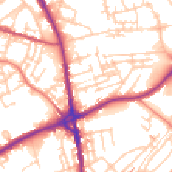Daytime road noise heatmap for OL16 5LQ