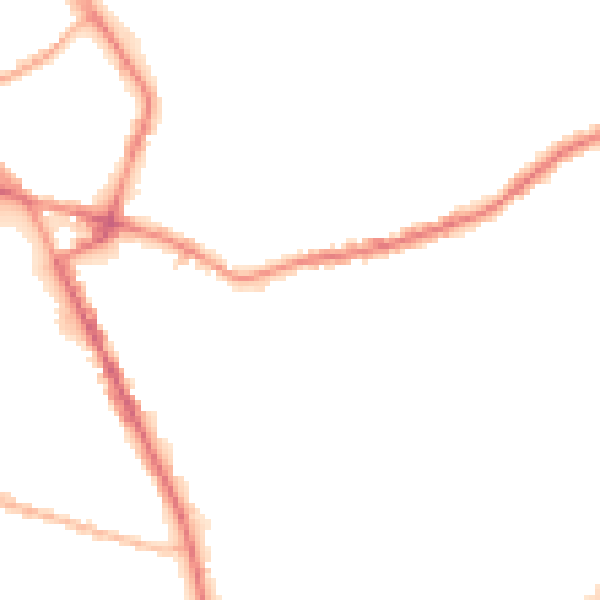 Night-time road noise heatmap for OL16 5ND