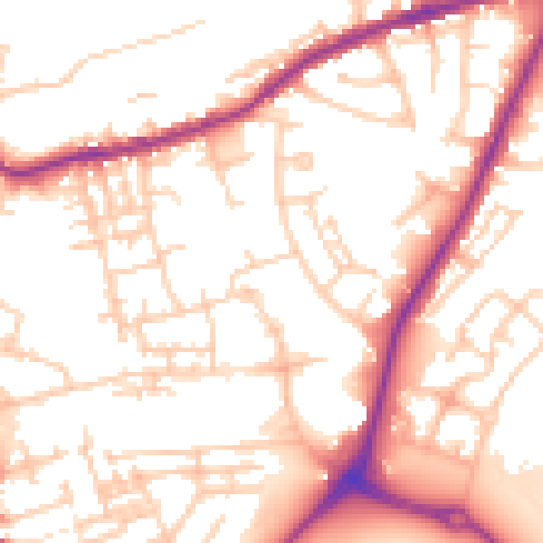 Daytime road noise heatmap for OL16 5QB