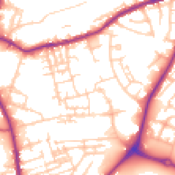 Daytime road noise heatmap for OL16 5QG