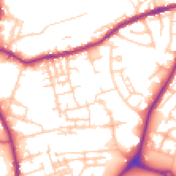 Daytime road noise heatmap for OL16 5SN