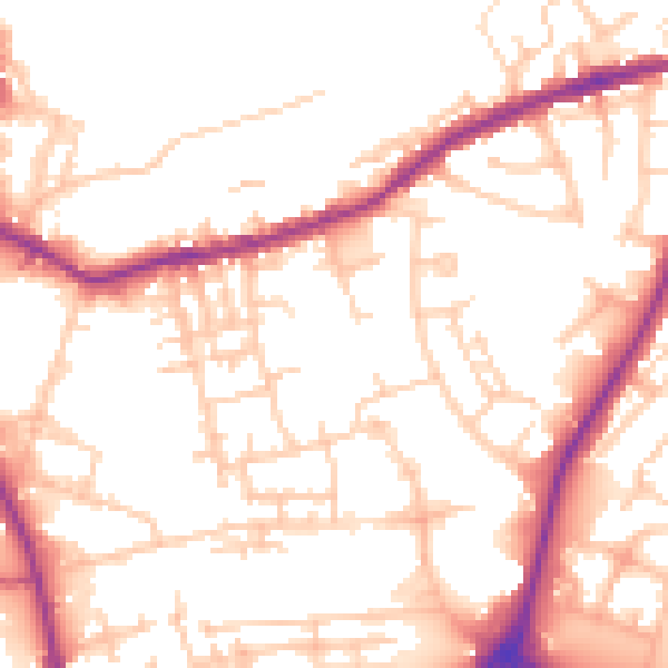 Daytime road noise heatmap for OL16 5TL