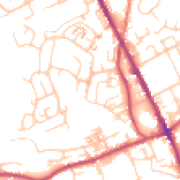 Daytime road noise heatmap for OL2 5UF