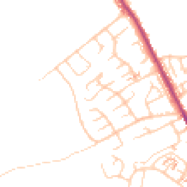 Daytime road noise heatmap for OL2 5YB