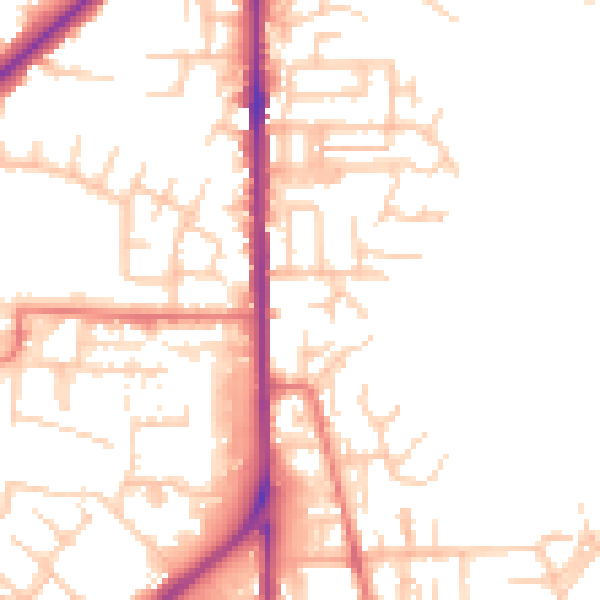 Daytime road noise heatmap for OL2 6DE