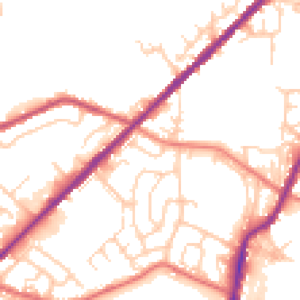 Daytime road noise heatmap for OL2 6NY
