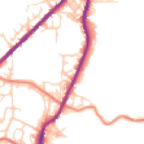 Daytime road noise heatmap for OL2 6SN